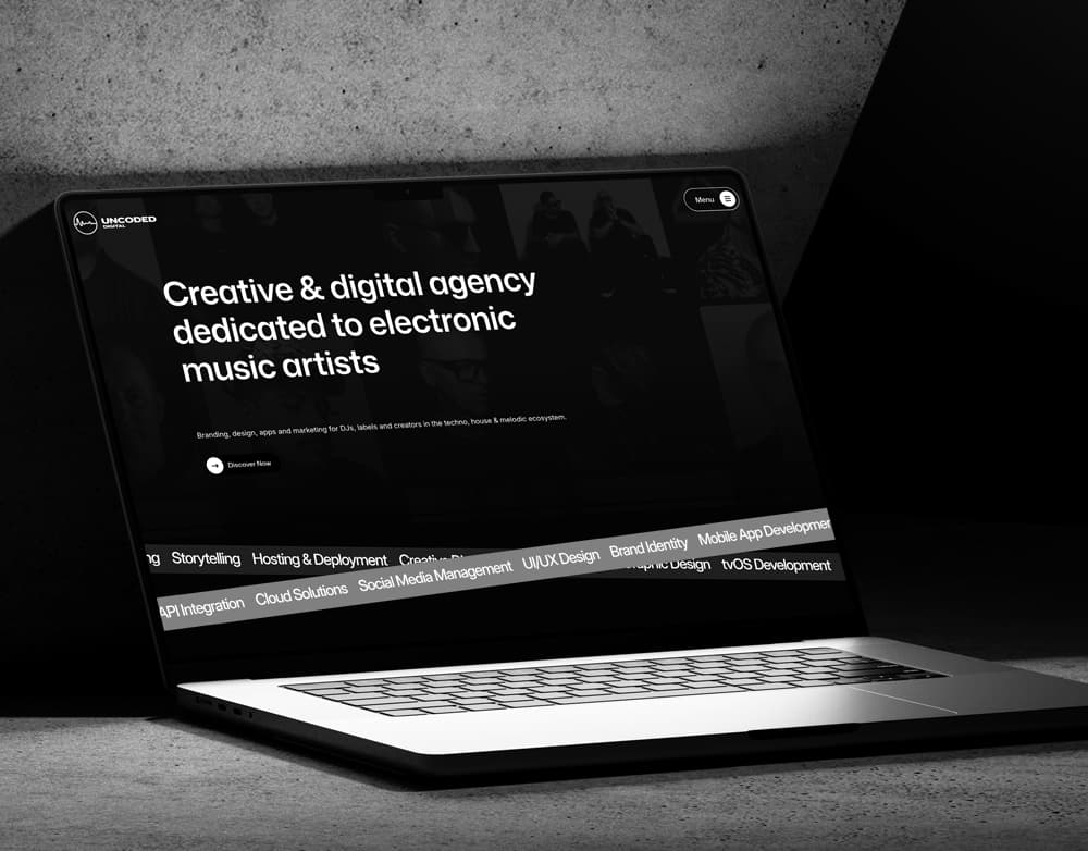 Uncoded Digital website displayed on a laptop